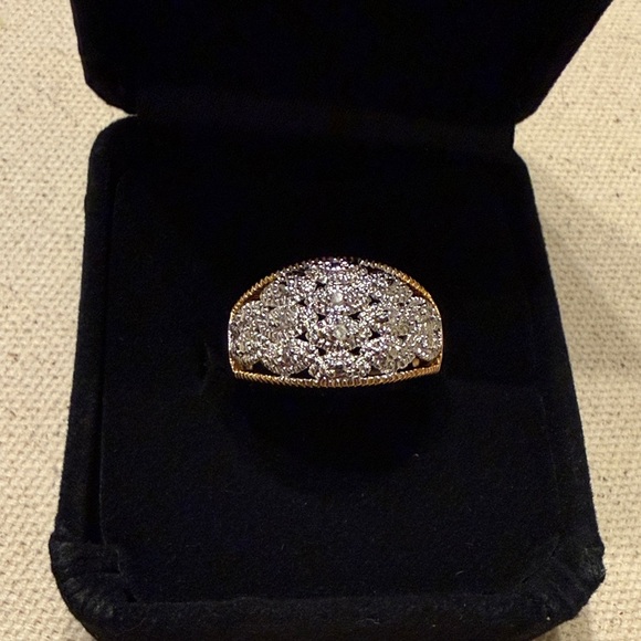 Elegant Two tone Gold plated Cubic Zirconia Ring m Women's Classic Ring8